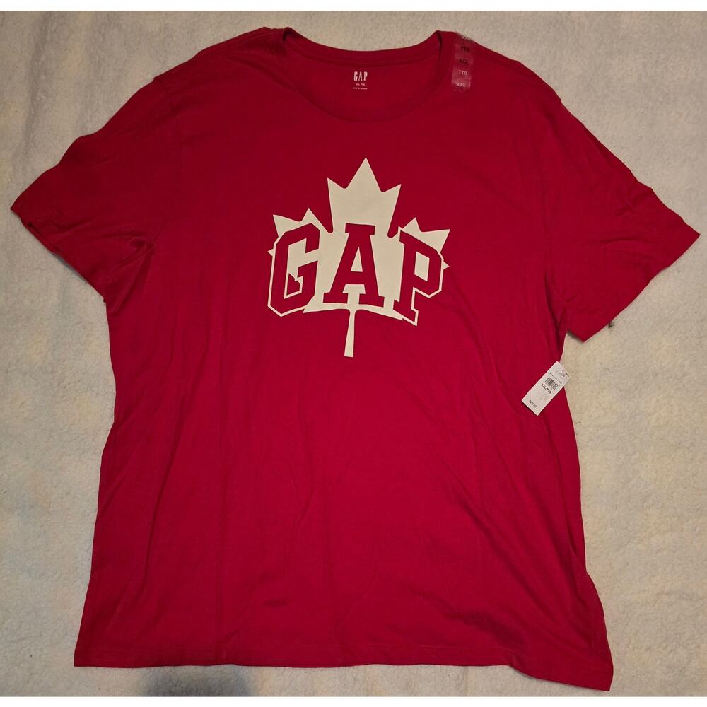 #125 Brand New With Tags Men's Gap Red and White Canada Shirt Size XXL